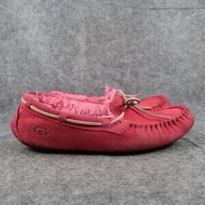 Ugg Shoes Womens 10 Dakota Slipper Moccasin Leather Plush Comfort Pink Slip On